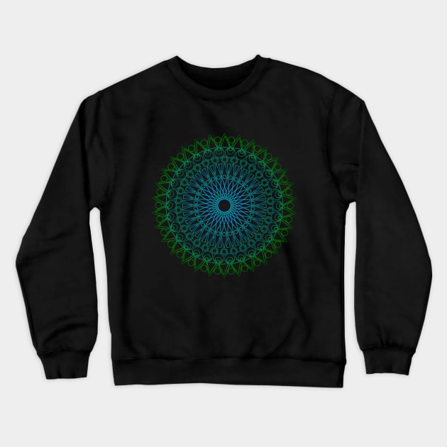 Green mandala on black Crewneck Sweatshirt by hedehede